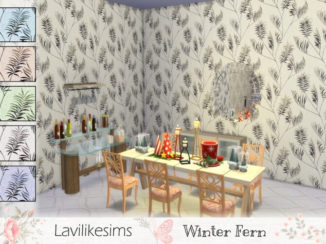 Sims 4 Winter Fern wallpaper by lavilikesims at TSR