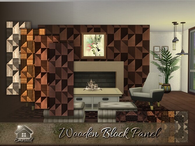 Sims 4 Wooden Block Panel by emerald at TSR