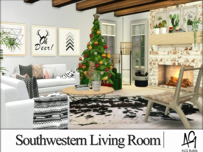 Sims 4 Southwestern Living Room by ALGbuilds at TSR