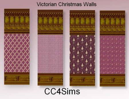 Victorian Christmas walls by Christine at CC4Sims