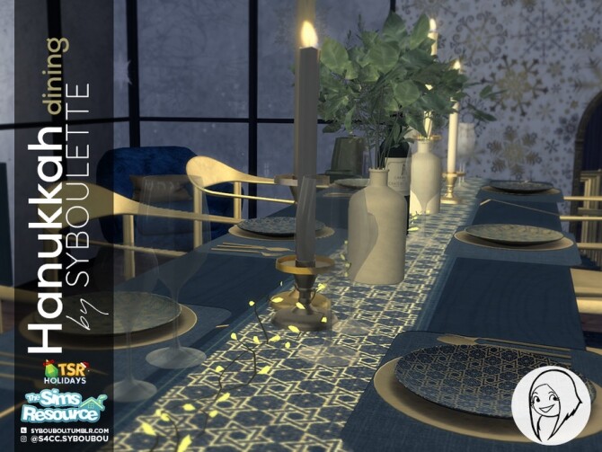 Sims 4 Hanukkah Dining Set Holiday Wonderland by Syboubou at TSR