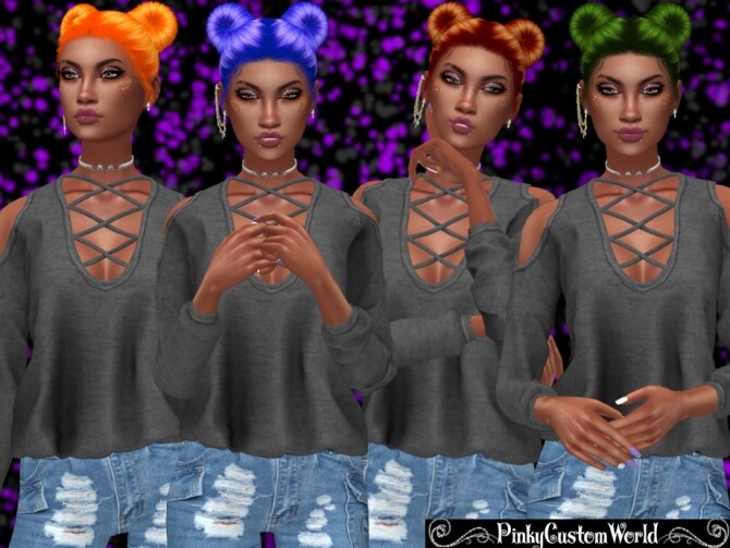 Sims 4 Recolor of Antos Minnie hair by PinkyCustomWorld at TSR