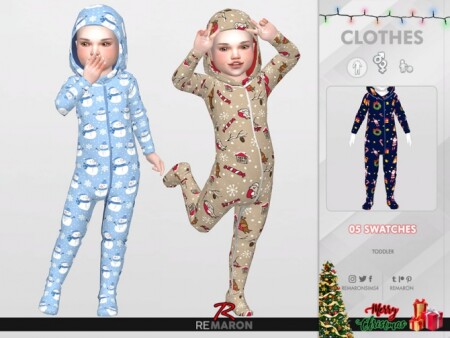 Christmas PJ Jumpsuits for Toddler 01 by remaron at TSR