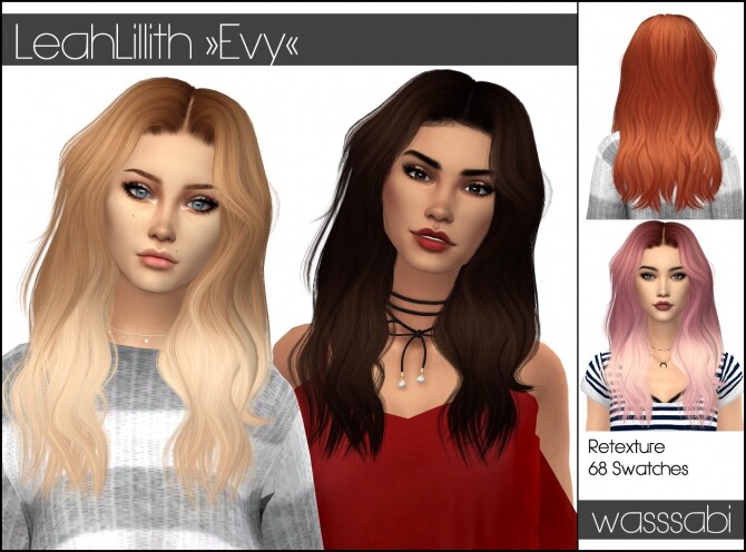 Sims 4 LeahLillith Evy Hair retextured at Wasssabi Sims