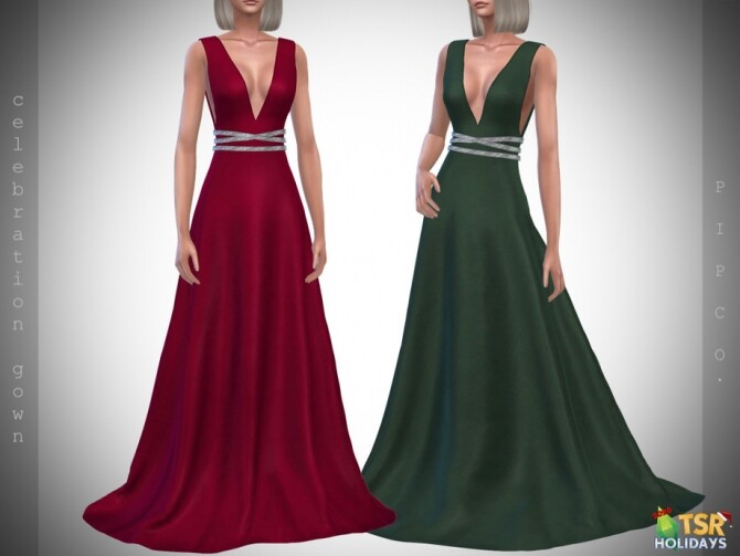 Sims 4 Celebration Gown Holiday Wonderland by Pipco at TSR