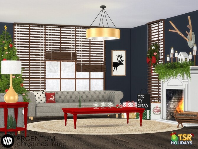 Sims 4 Argentum Christmas Living by wondymoon at TSR