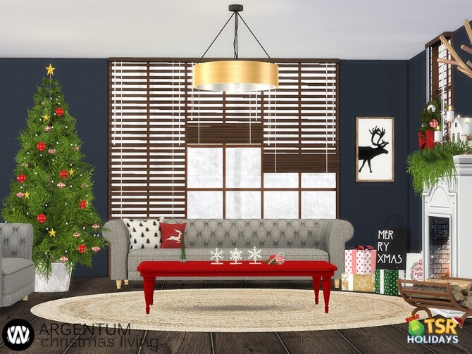 Sims 4 Argentum Christmas Living by wondymoon at TSR