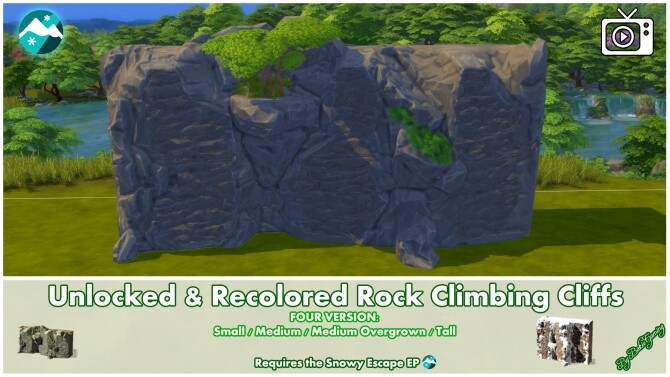 Sims 4 Rock Climbing Cliffs Unlocked & Recolored by Bakie at Mod The Sims