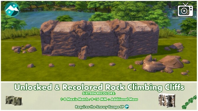 Sims 4 Rock Climbing Cliffs Unlocked & Recolored by Bakie at Mod The Sims