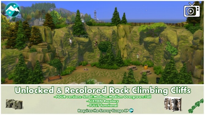 Sims 4 Rock Climbing Cliffs Unlocked & Recolored by Bakie at Mod The Sims