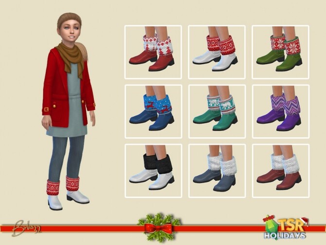 Sims 4 Christmas boots for girls Holiday Wonderland by Birba32 at TSR