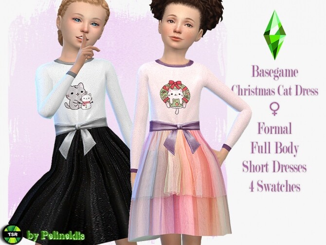 Sims 4 Festive Dress Christmas Cat by Pelineldis at TSR