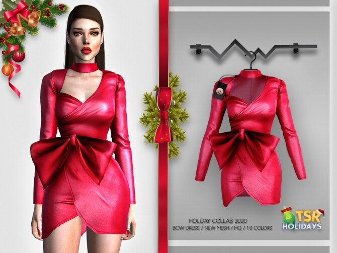 Sims 4 Bow Dress BD373 Holiday Wonderland by busra tr at TSR