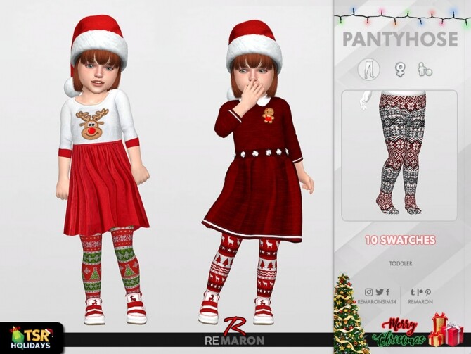 Sims 4 Christmas Pantyhose for Girls 01 Holiday Wonderland by remaron at TSR