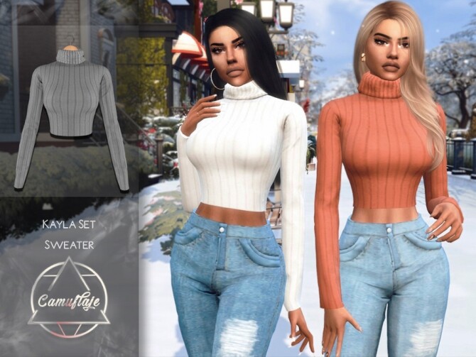 Sims 4 Kayla Sweater by Camuflaje at TSR