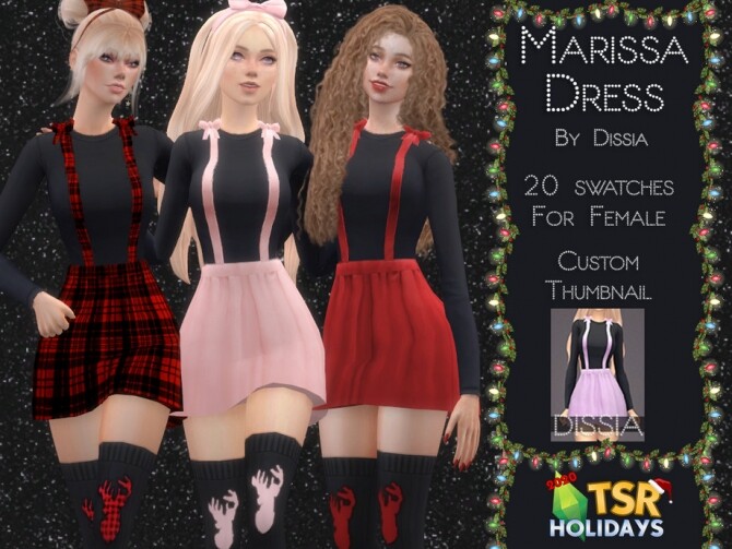 Sims 4 Marissa Dress Holiday Wonderland by Dissia at TSR