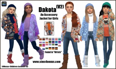 Dakota V2 acc jacket for girls at Sims 4 Nexus