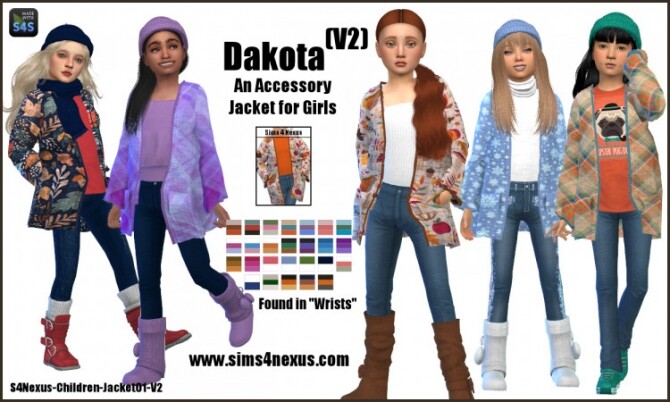 Sims 4 Dakota V2 acc jacket for girls at Sims 4 Nexus