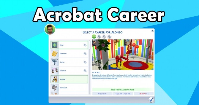 Sims 4 Acrobat Career by FabiolaTheRebel at TSR