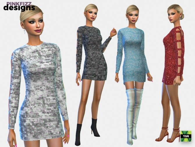 Sims 4 Glitter Party Dress by Pinkfizzzzz at TSR