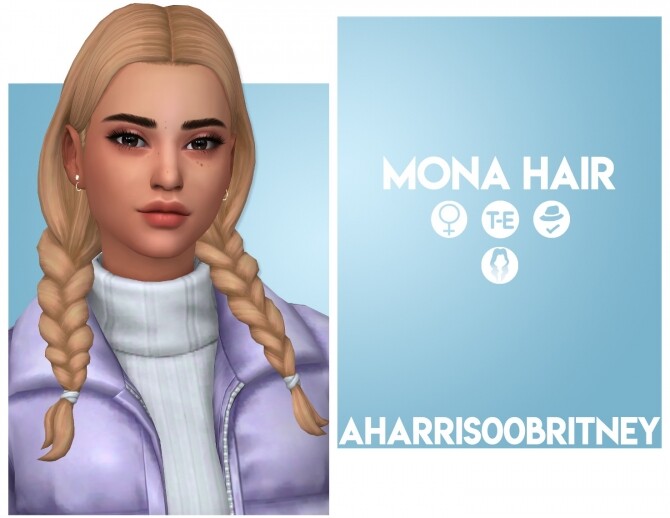 Sims 4 Mona Hair at AHarris00Britney