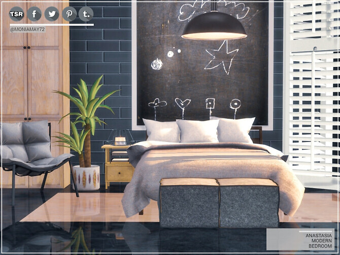 Sims 4 Anastasia Modern Bedroom by Moniamay72 at TSR