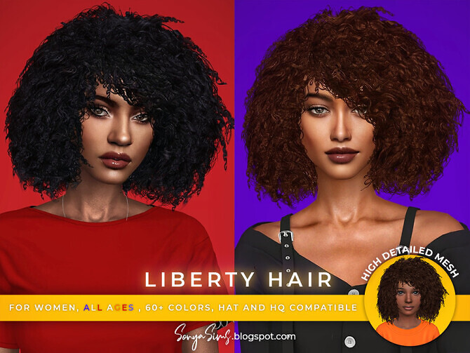 Sims 4 Liberty Bob Afro Hair All ages by SonyaSimsCC at TSR