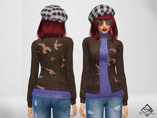 Sims 4 Pullover and Cardigan Set by Devirose at TSR