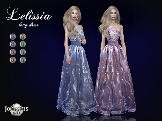 Sims 4 Lelissia long dress by jomsims at TSR