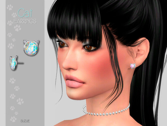 Sims 4 Cat Earrings by Suzue at TSR