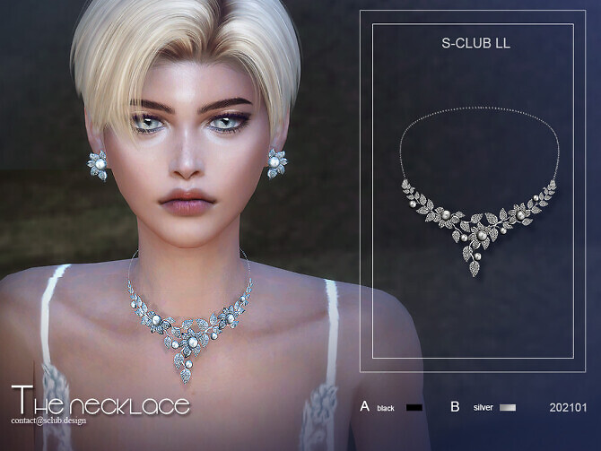 Sims 4 Pearl necklace 202101 by S Club LL at TSR