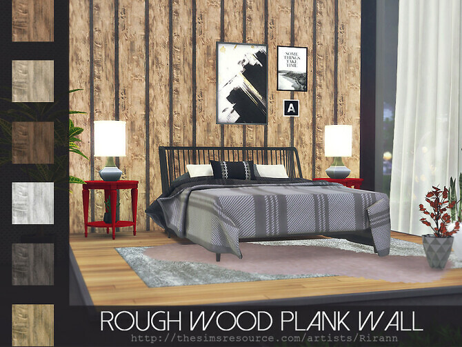 Sims 4 Rough Wood Plank Wall by Rirann at TSR