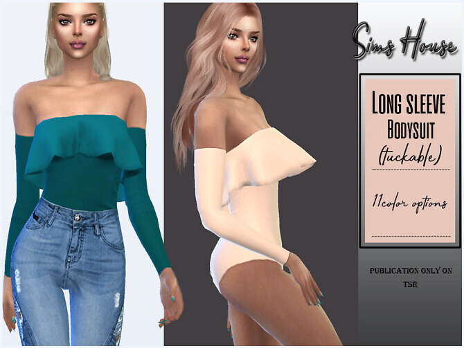 Sims 4 Long sleeve bodysuit (tuckable) by Sims House at TSR