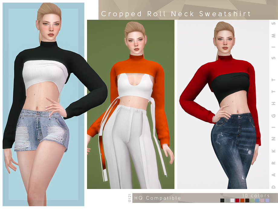 Cropped Roll Neck Sweatshirt by DarkNighTt at TSR » Sims 4 Updates