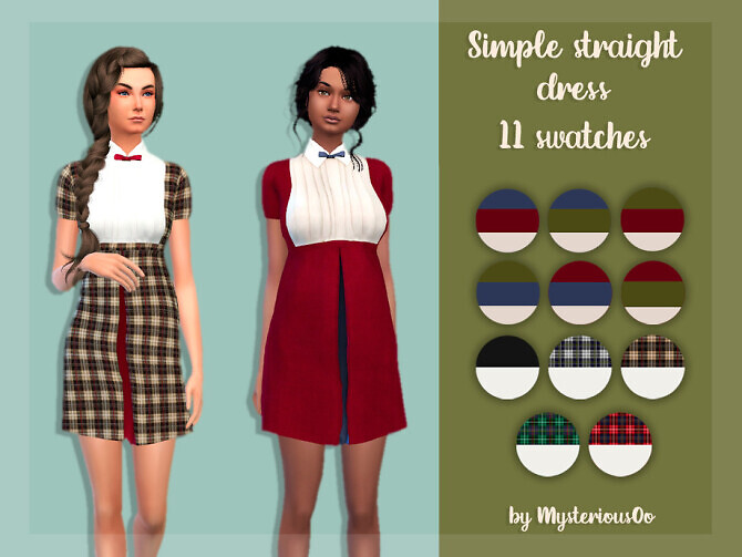 Sims 4 Simple straight dress by MysteriousOo at TSR