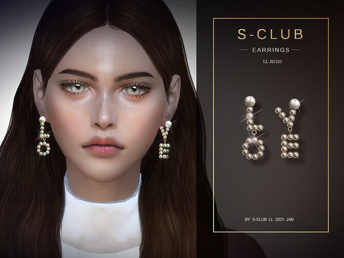 Sims 4 The pearl letter love earrings by S Club LL at TSR