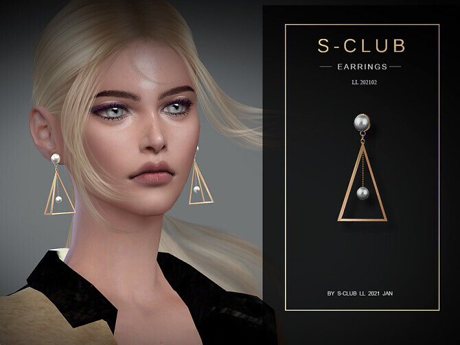 Sims 4 Triangle earrings 202102 by S Club LL at TSR