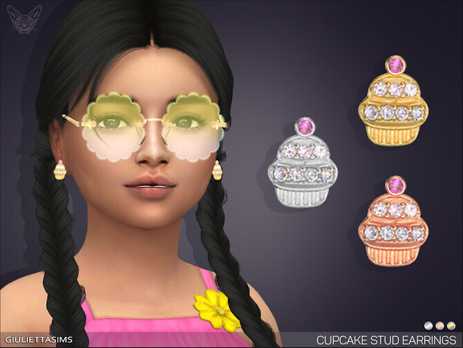 Sims 4 Cupcake Stud Earrings For Kids by feyona at TSR