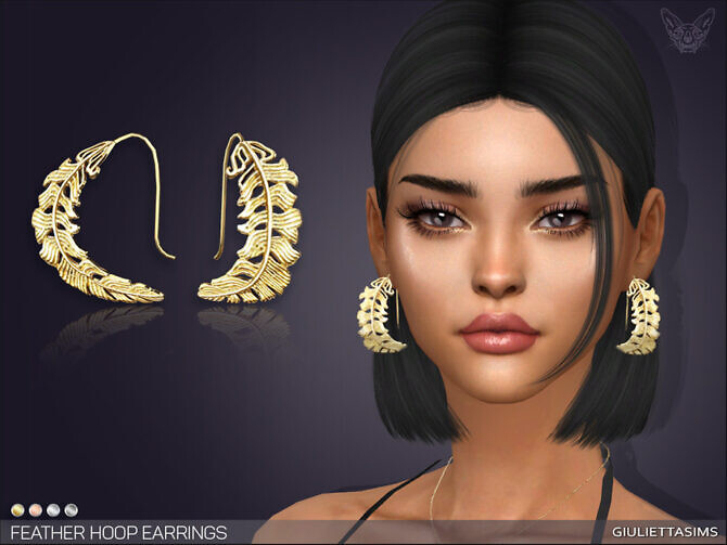 Sims 4 Feather Hoop Earrings by feyona at TSR
