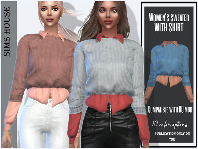 Sims 4 Sweater with shirt by Sims House at TSR