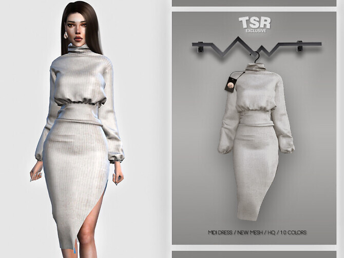 Sims 4 Midi Dress BD407 by busra tr at TSR