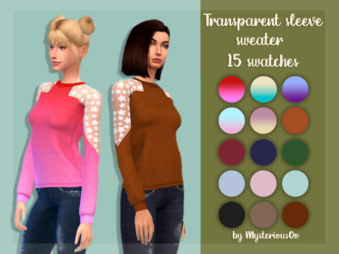Sims 4 Transparent sleeve sweater by MysteriousOo at TSR
