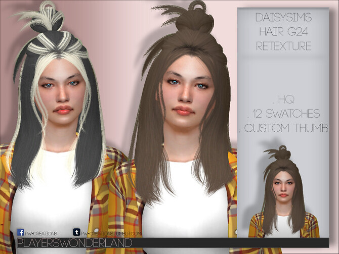 Sims 4 Daisysims Hair G24 Retexture by PlayersWonderland at TSR