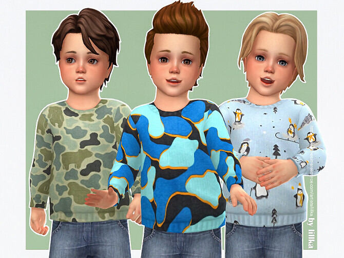 Sims 4 Cozy Print Sweater for Boys by lillka at TSR