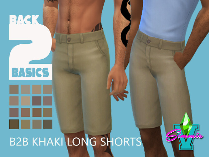 Sims 4 B2B Khaki Long Shorts by SimmieV at TSR