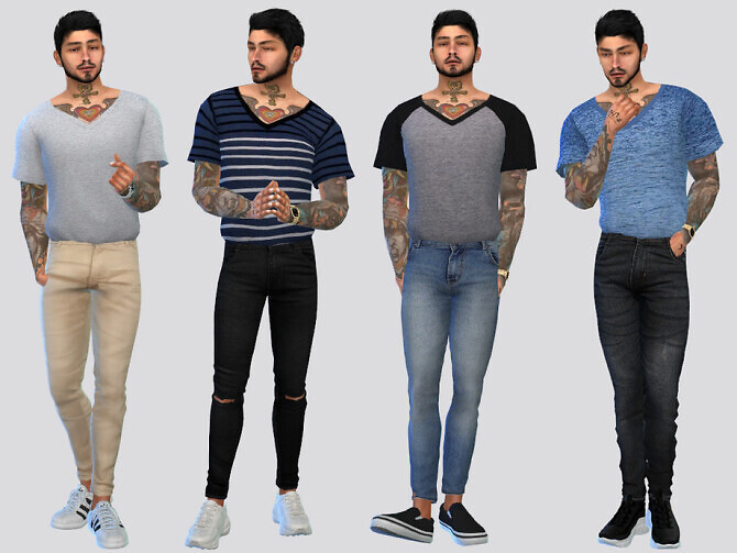 Sims 4 Basic V neck Tees by McLayneSims at TSR