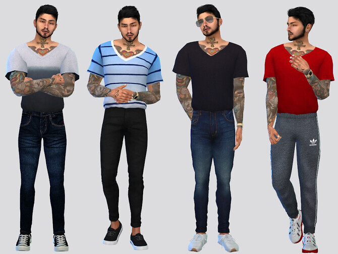 Sims 4 Basic V neck Tees by McLayneSims at TSR