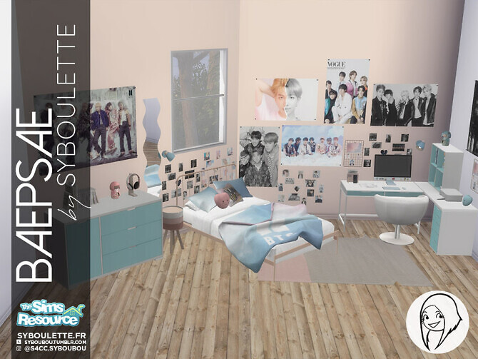 Sims 4 Baepsae set Kpop bedroom (part 3) by Syboubou at TSR
