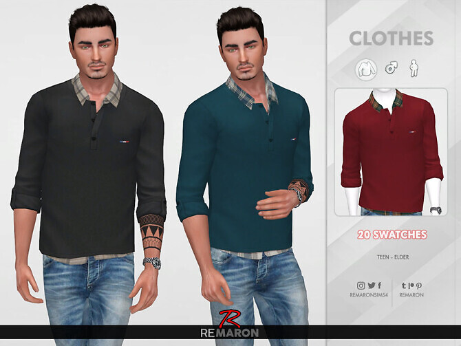 Sims 4 Rolled Sleeve for Men 01 by remaron at TSR