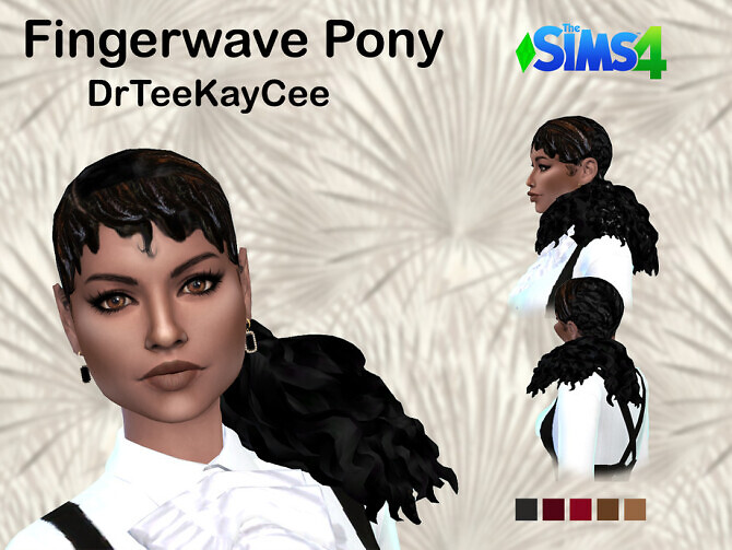 Sims 4 Finger Wave Pony Hair by drteekaycee at TSR